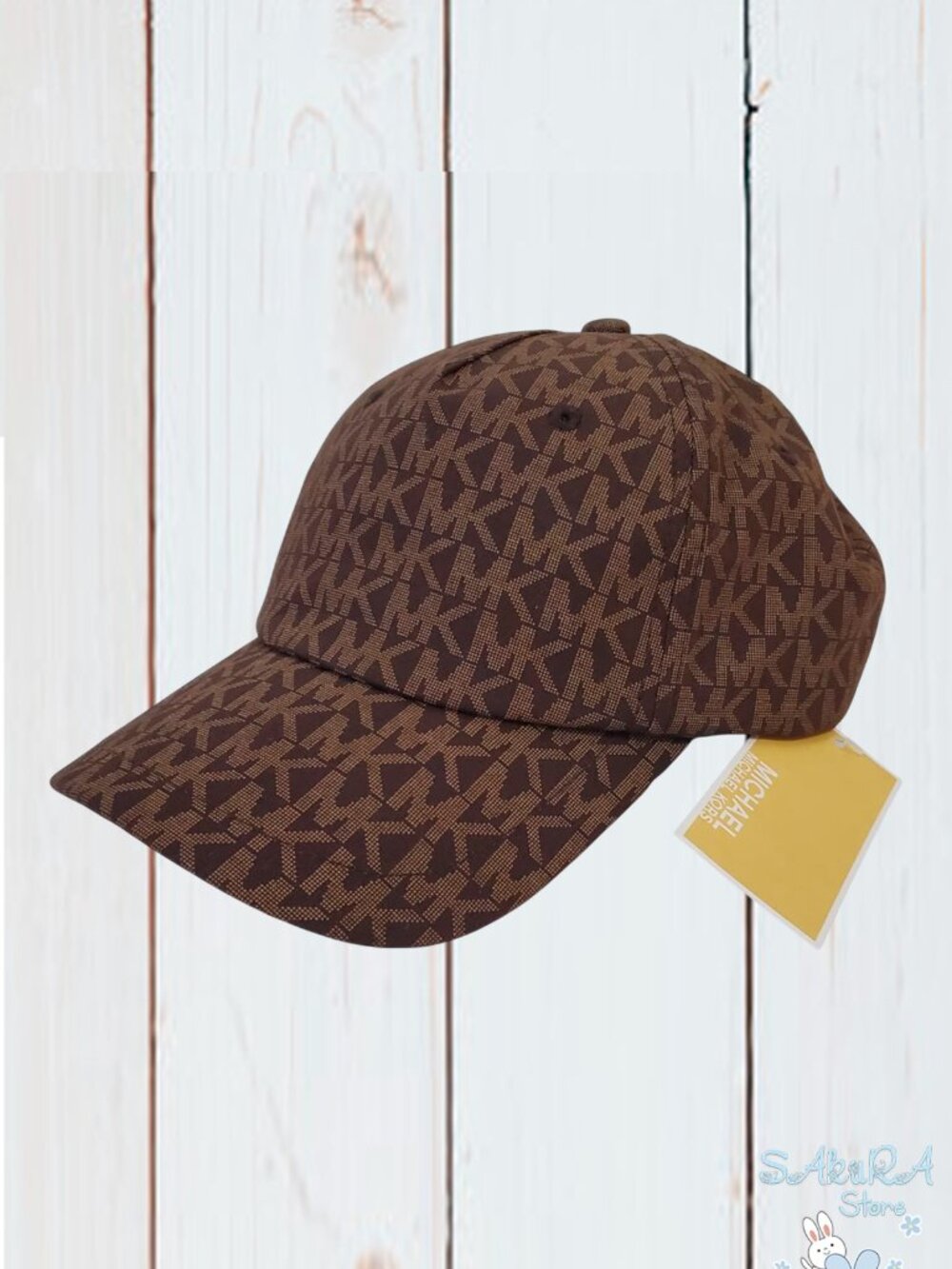 NWT MICHAEL KORS AUTHENTIC ALLOVER MK LOGO WOMEN'S BROWN BASEBALL CAP HAT